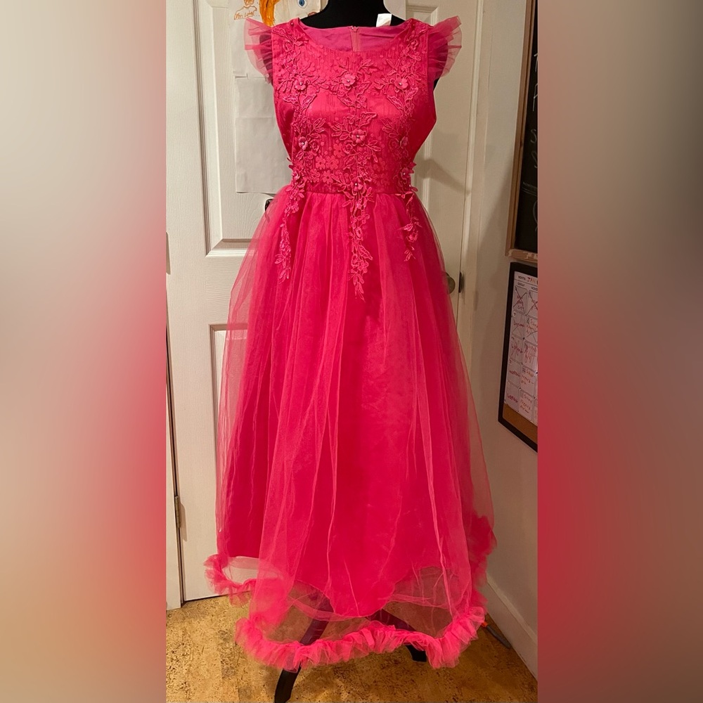 Kids Princess  Dress Formal Party Wedding Prom Pageant Maxi Pink 8-9 Years